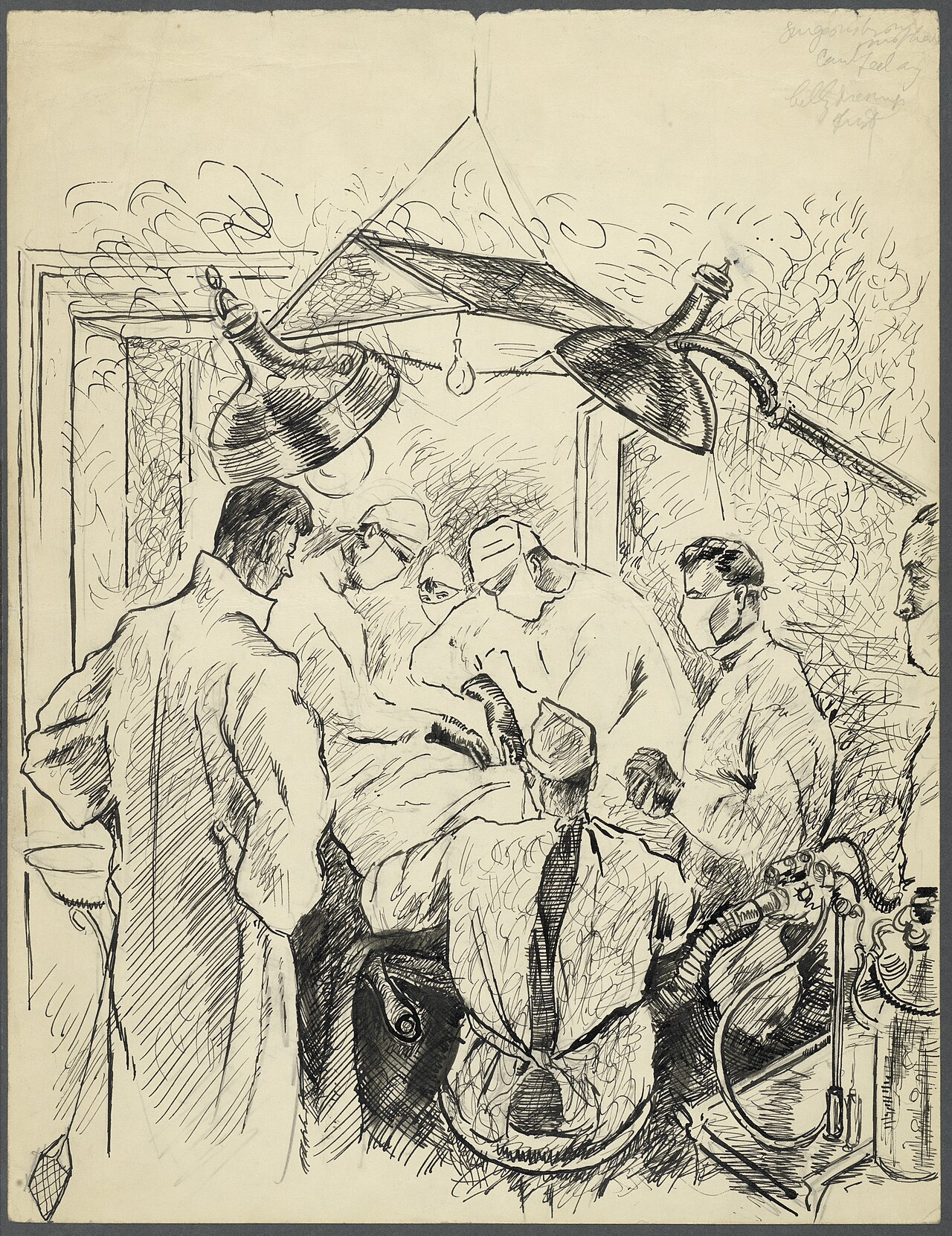 Sala de operaciones con ilustración artística
